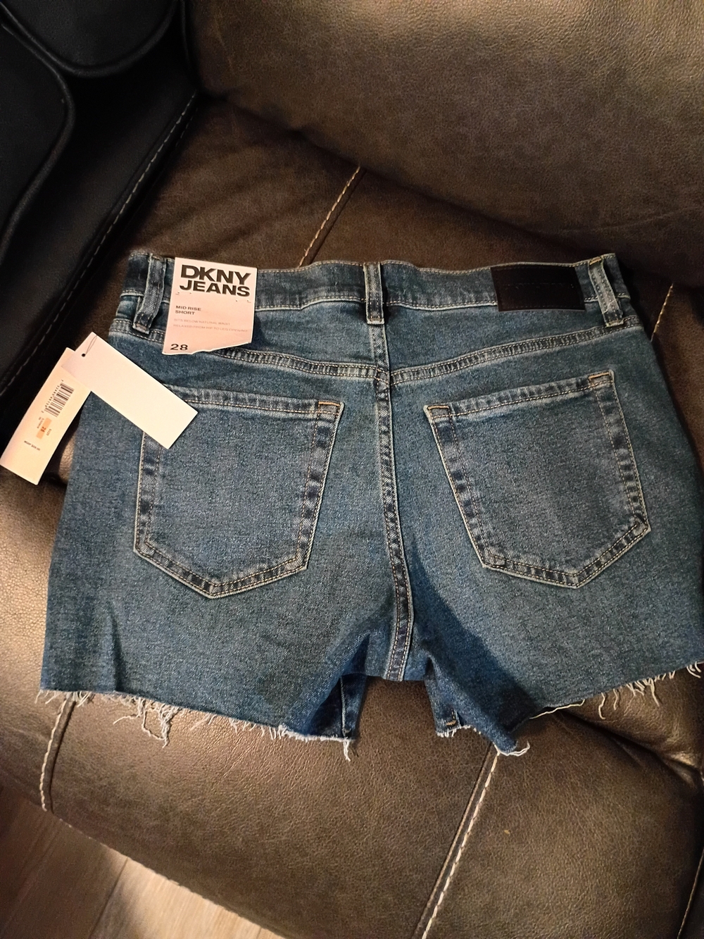 DKNY Denim Cutoff Shorts in Medium Blue